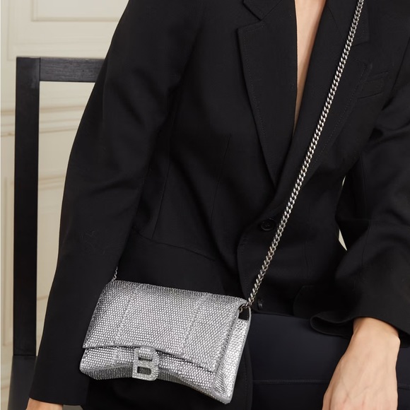 RARE Balenciaga rhinestone crystal diamond stud hourglass chain crossbody purse - Picture 16 of 17
